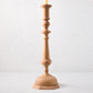 Large natural beechwood Georgian candlestick, 19"H, with a cream candle.