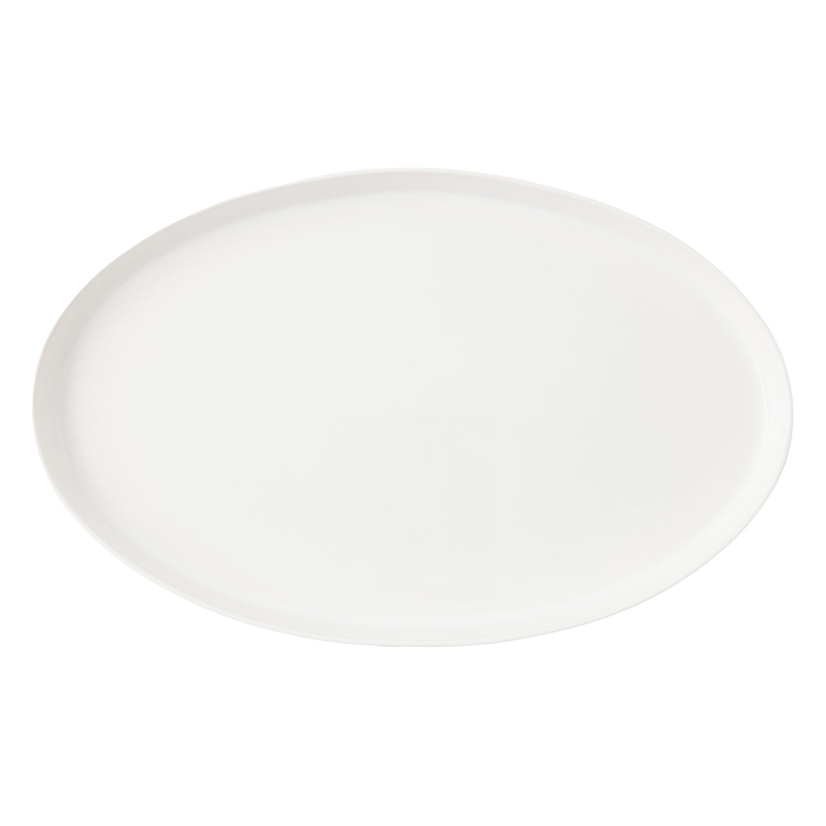 Large white oval stoneware serving platter with a minimalist design, handmade in Portugal.