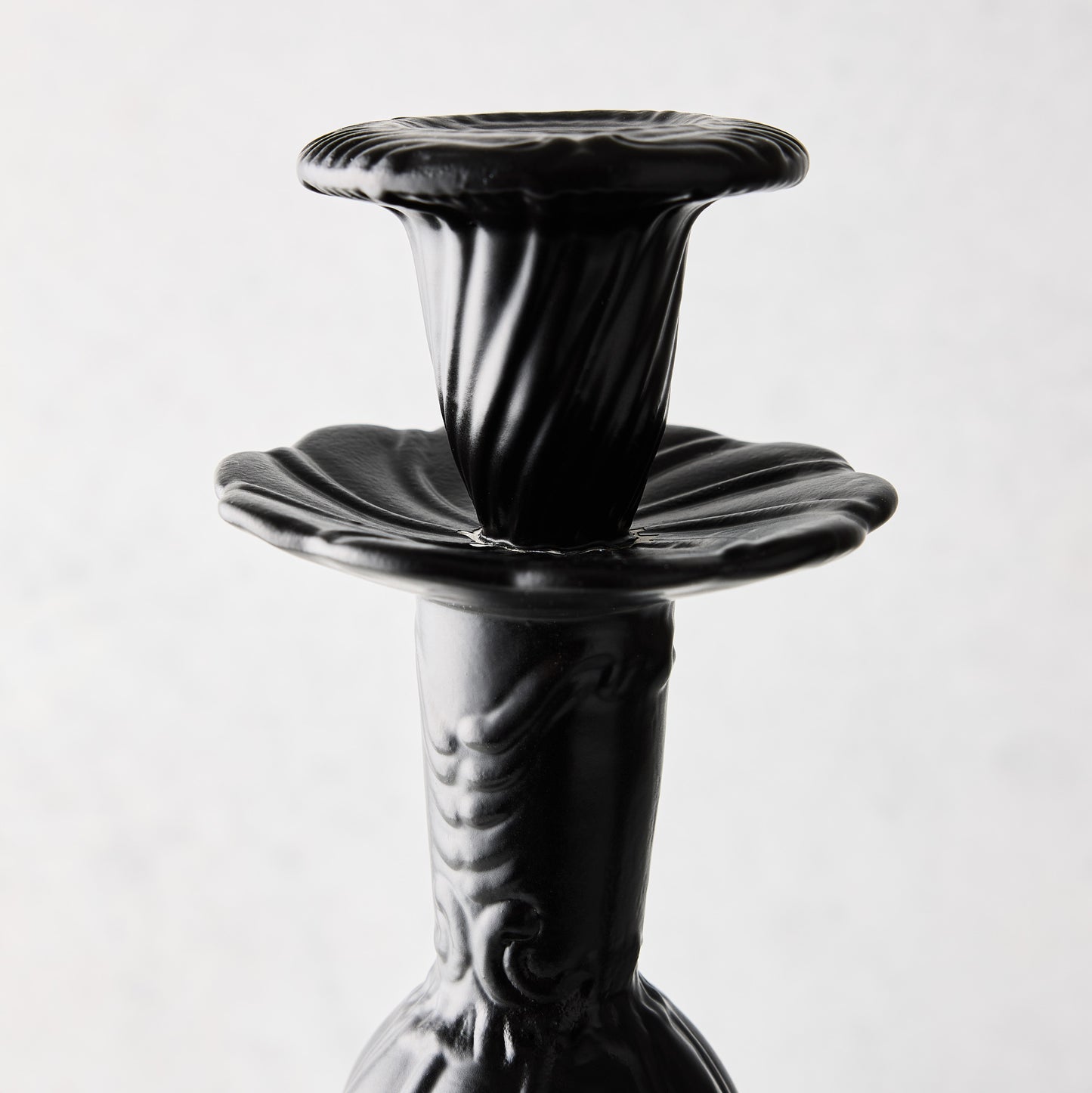 Large Tosca Matte Black Ceramic Candlestick