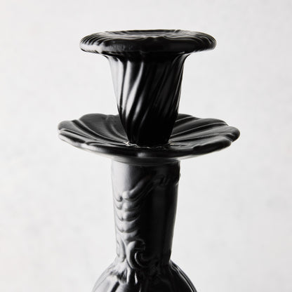 Large Tosca Matte Black Ceramic Candlestick