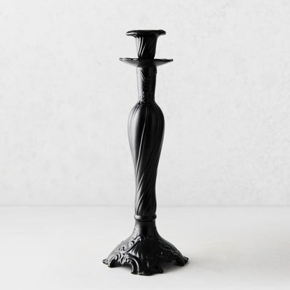 Large Tosca Matte Black Ceramic Candlestick