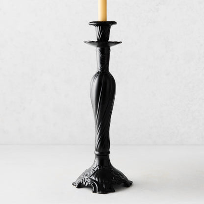 Large Tosca Matte Black Ceramic Candlestick