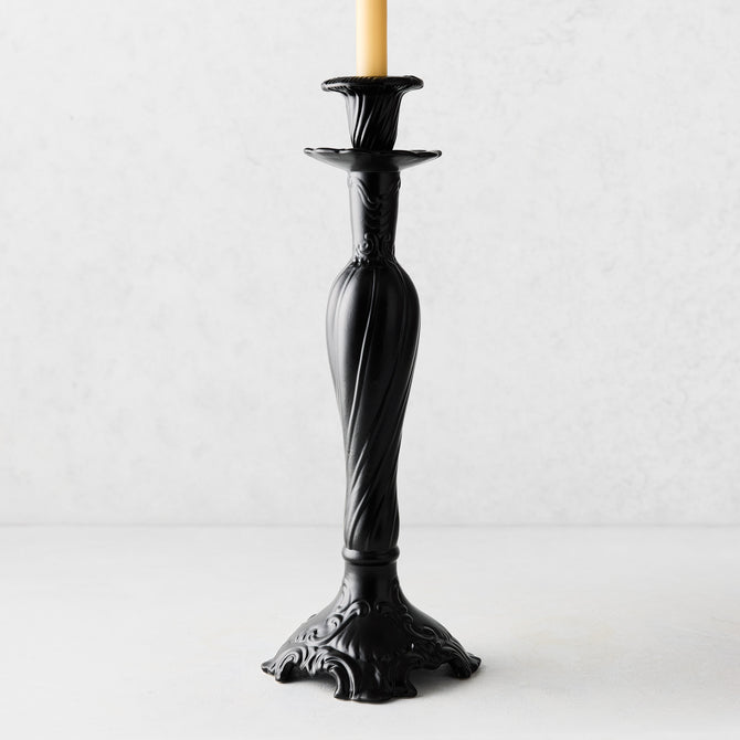 Large Tosca Matte Black Ceramic Candlestick