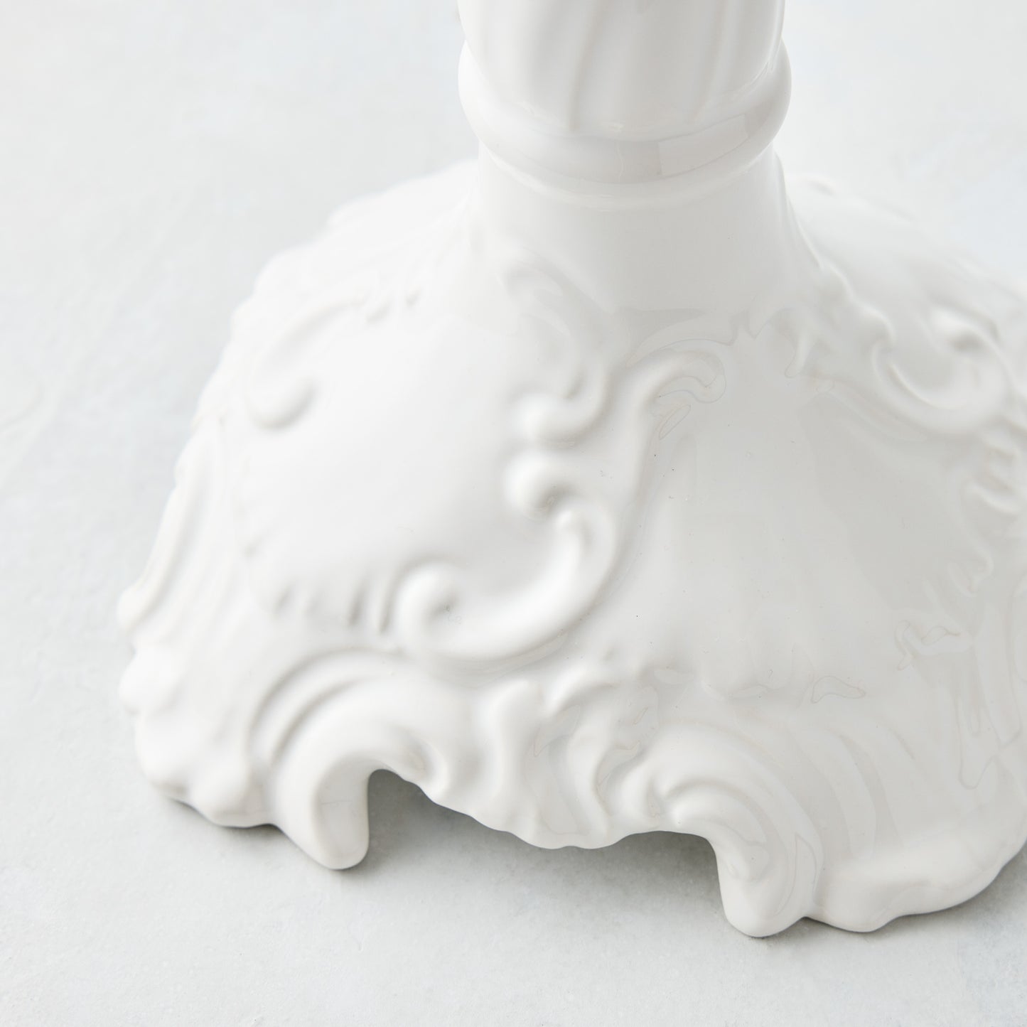 Large Tosca White Ceramic Candlestick
