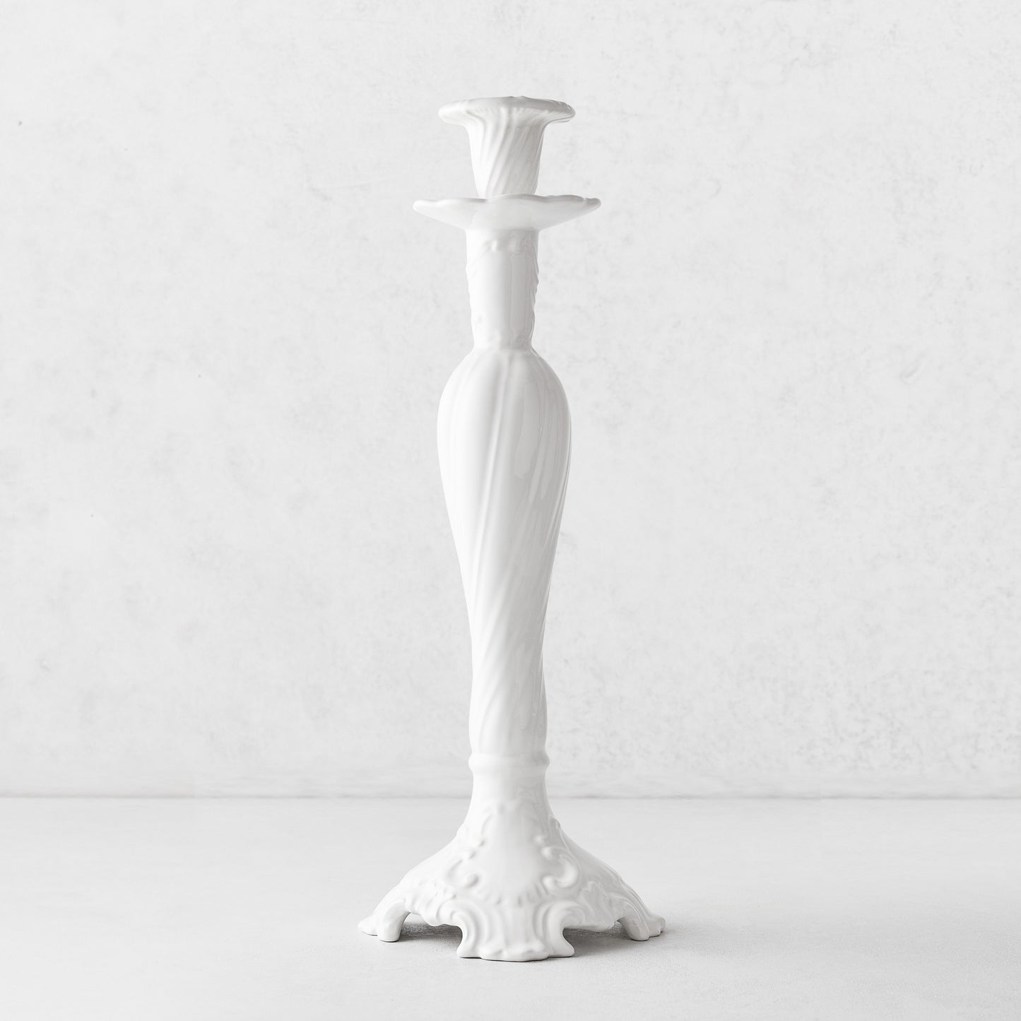 Large Tosca White Ceramic Candlestick