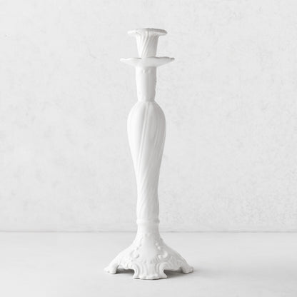 Large Tosca White Ceramic Candlestick