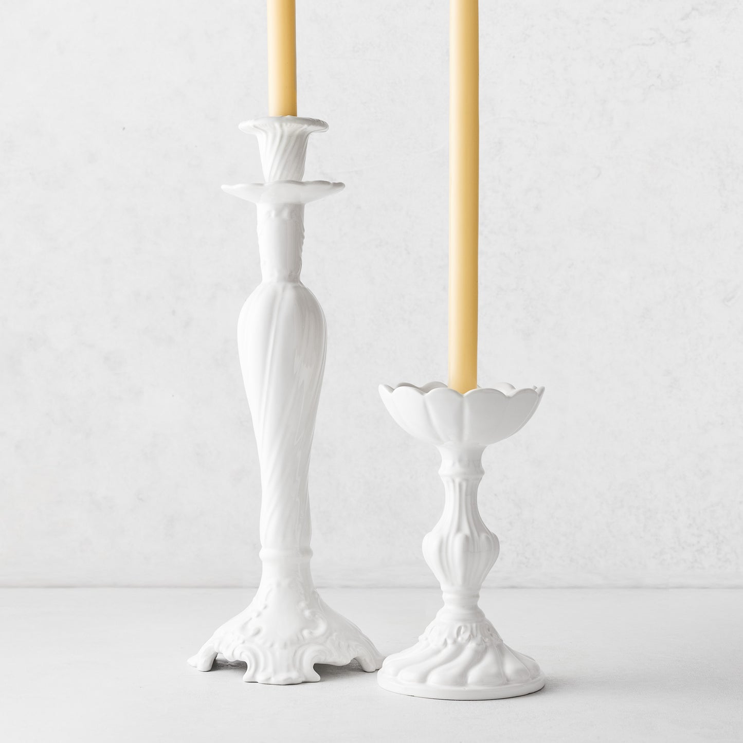 Large Tosca White Ceramic Candlestick
