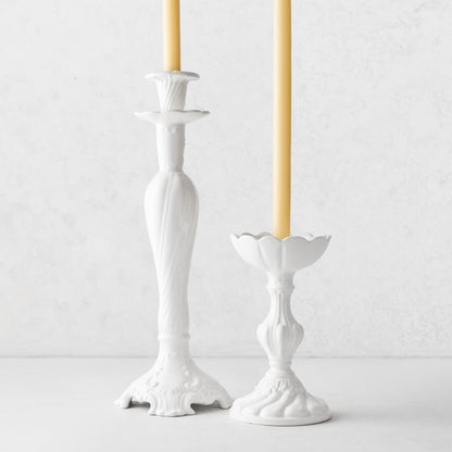 Large Tosca White Ceramic Candlestick