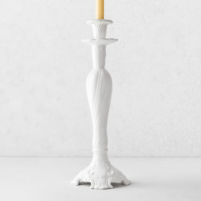 Large Tosca White Ceramic Candlestick