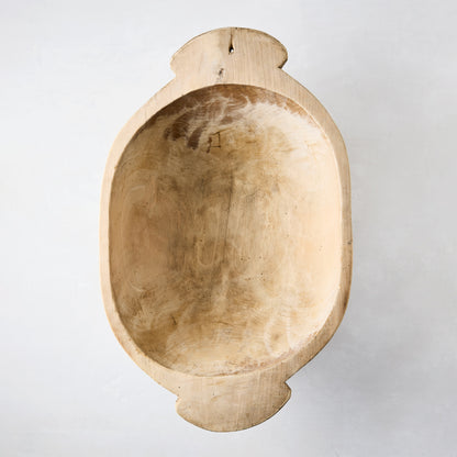 Large vintage reclaimed wood bowl with natural grain and rich patina.