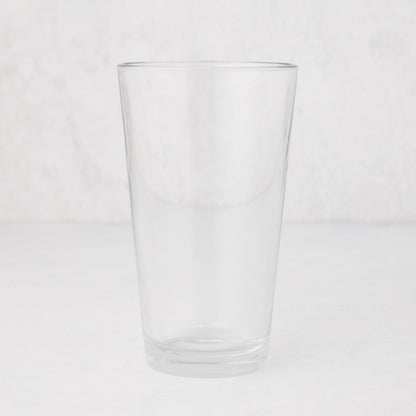 Clear, tall Hudson Grace 12oz drinking glass with thick walls, 6"H.