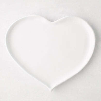 Large white ceramic heart-shaped dish, handmade in Italy.