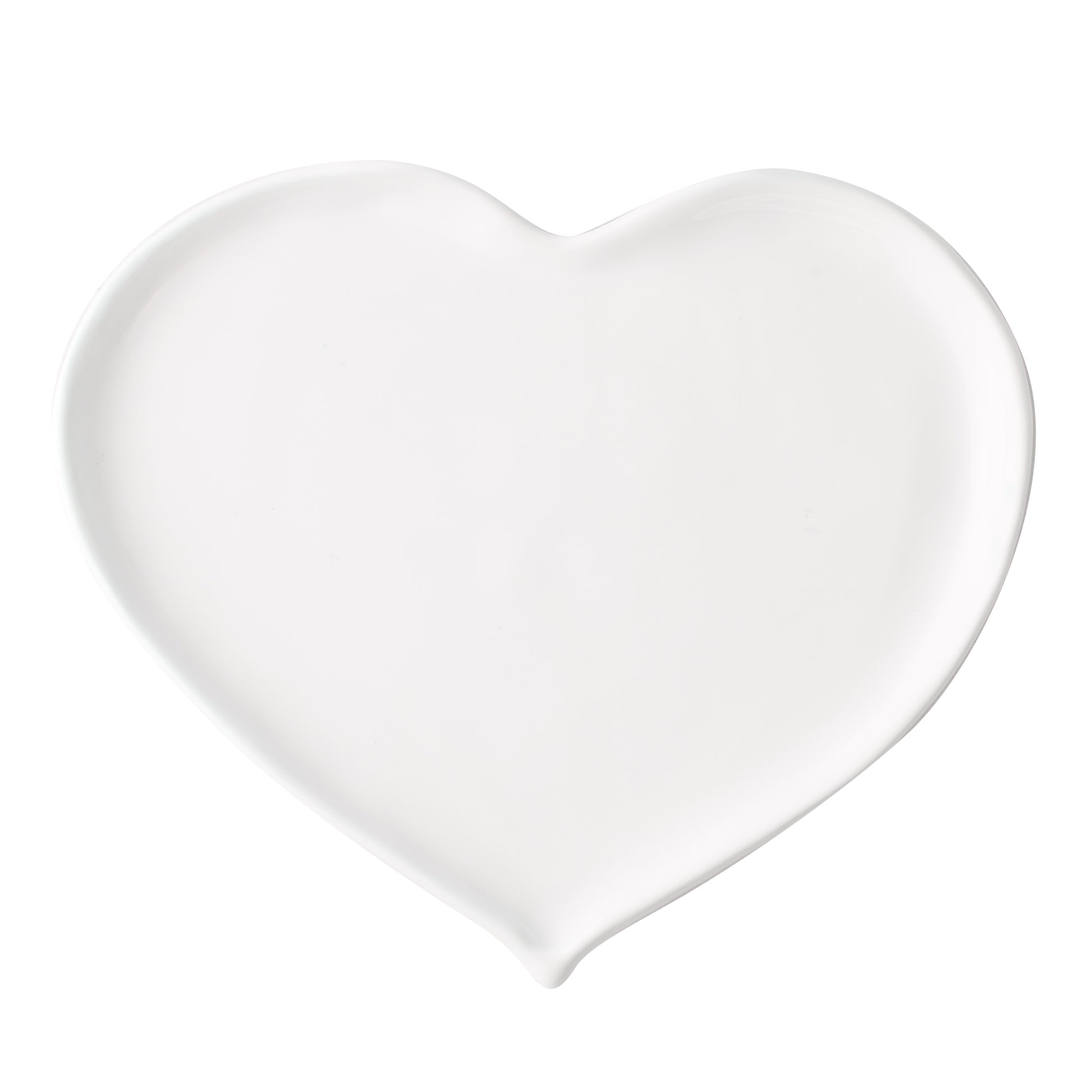 Large white ceramic heart dish, handmade in Italy, 8"L x 9.75"W.