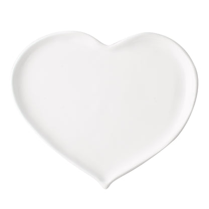 Large white ceramic heart dish, handmade in Italy, 8"L x 9.75"W.