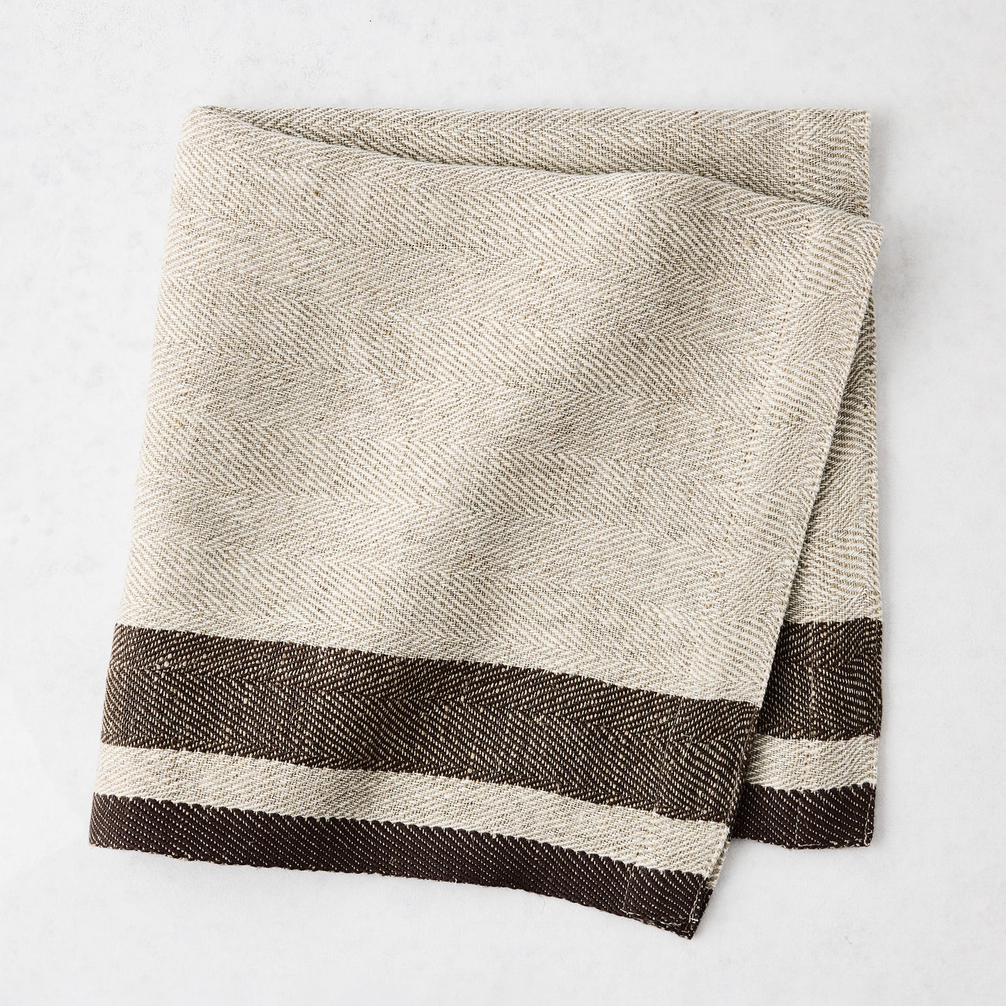 Lexington Chocolate Brown Stripe Border Napkin
