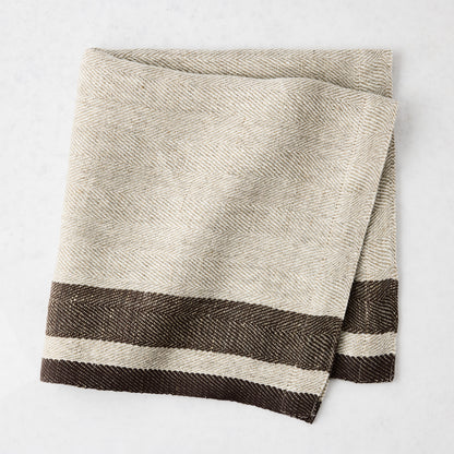 Lexington Chocolate Brown Stripe Border Napkin