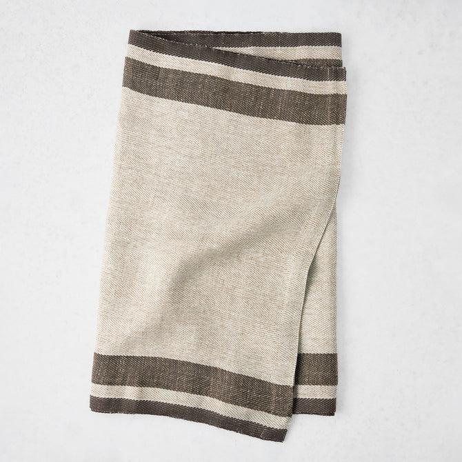 Lexington Chocolate Brown Stripe Border Table Runner