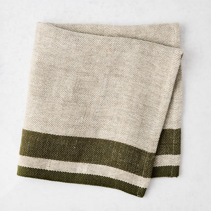 Lexington Green Stripe Border Napkin