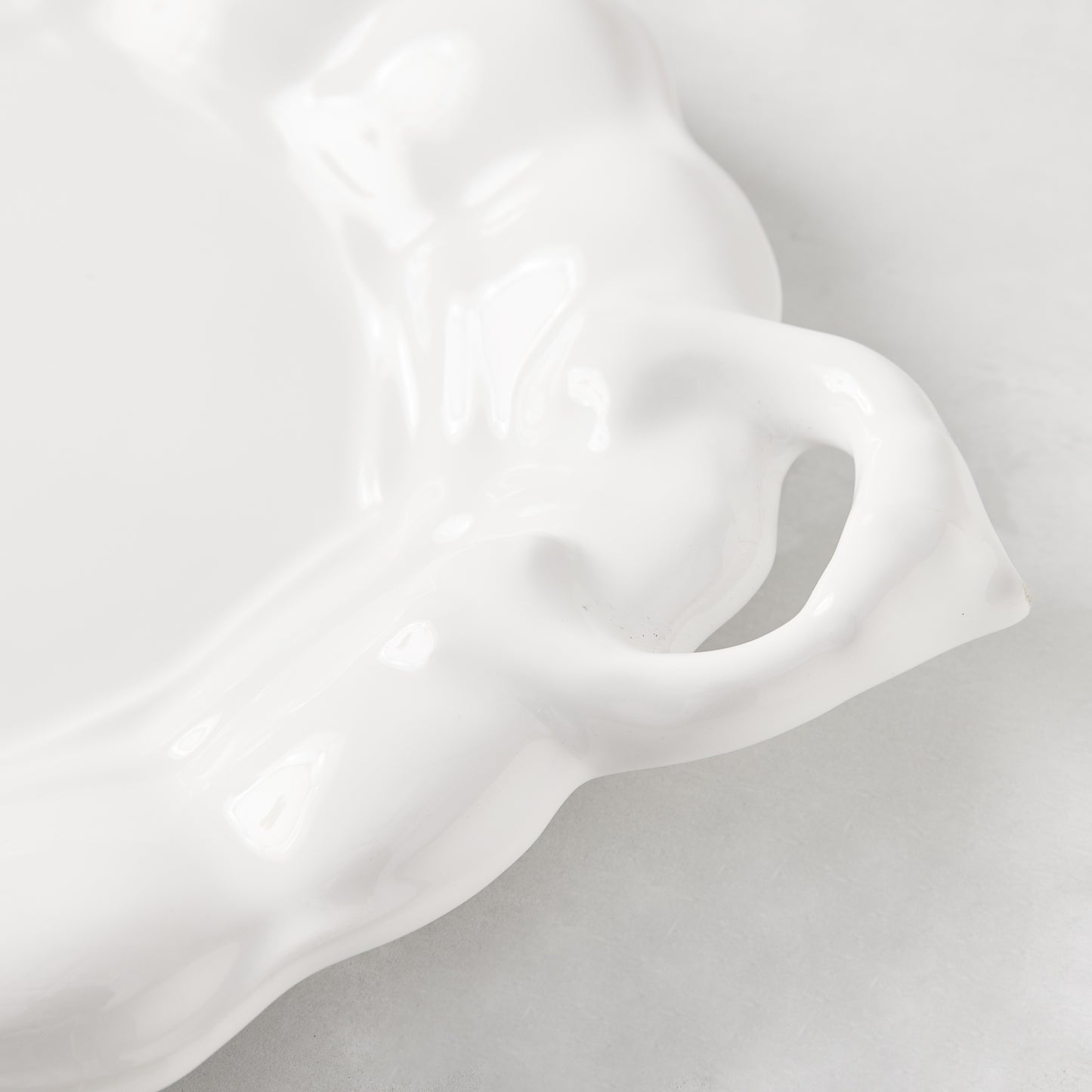 White Liberty Oval Ceramic Serving Platter with French detailing and handles, 18" x 12.75".