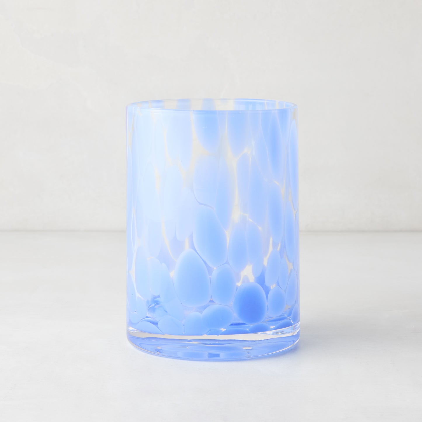 Light blue spotted double old fashioned glass, 12oz, 3"Dia x 4.25"H.