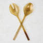 Light Horn Thin Salad Server Set, 11.25"L, natural water buffalo horn, one slotted, one solid.