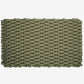 Loden green handwoven rope doormat with a tight, textured weave and braided edges.