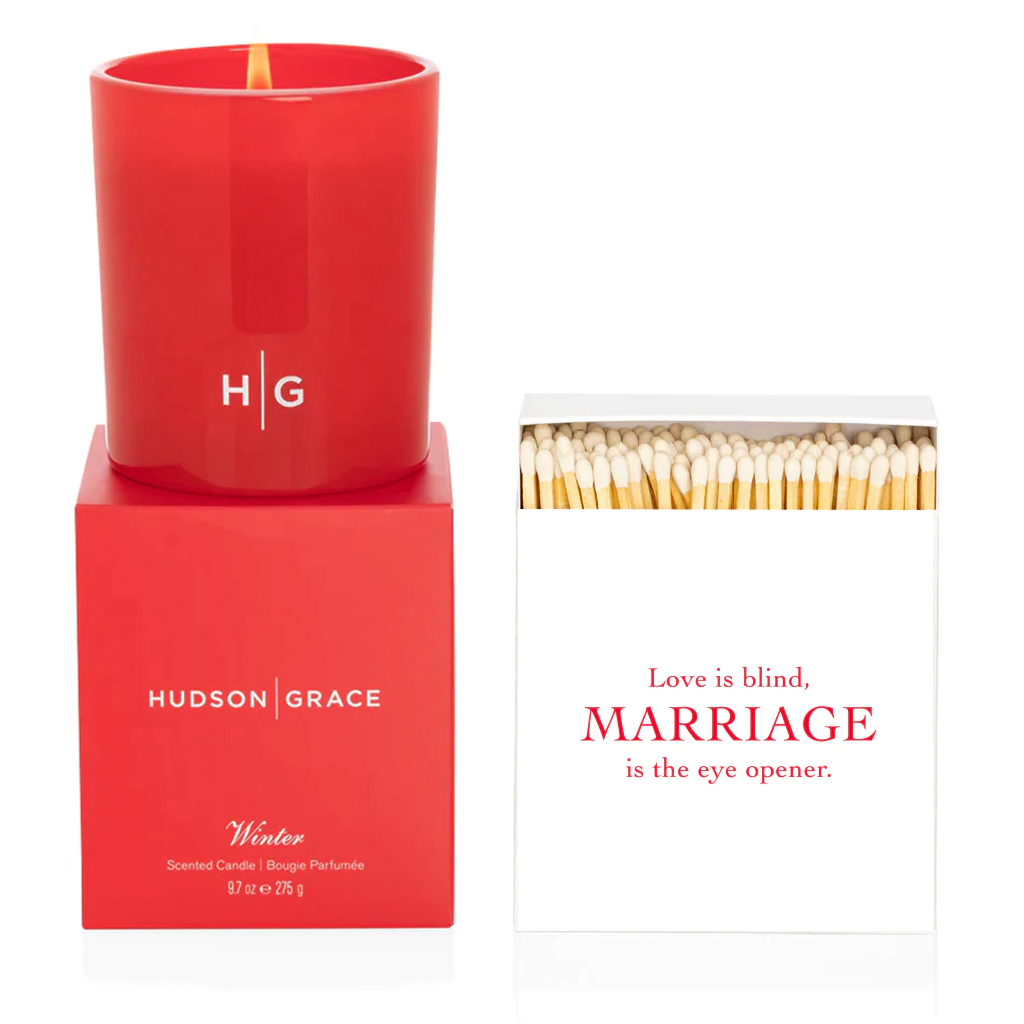 Hudson Grace Winter Scented Candle & "Love is Blind" Oversized Match Gift Set