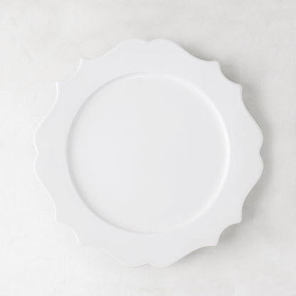 Lungarno 9" white ceramic salad/dessert plate with sculptural, scalloped edges.