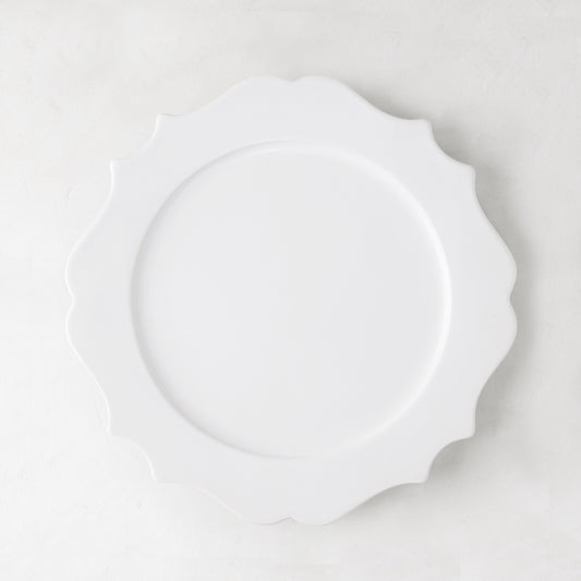 Lungarno 9" white ceramic salad/dessert plate with sculptural, scalloped edges.