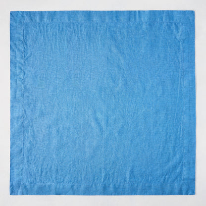 Lupine Blue HG Signature hand-dyed 22-inch linen napkin with mitered corners.