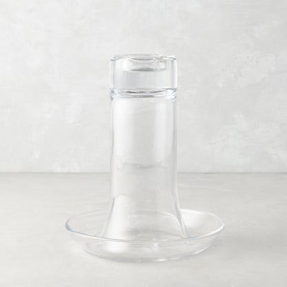 Large Luz clear glass candleholder, modern silhouette, mouth-blown in Poland.