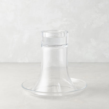 Medium Luz Candleholder, clear mouth-blown glass, modern silhouette, 7.4"H.