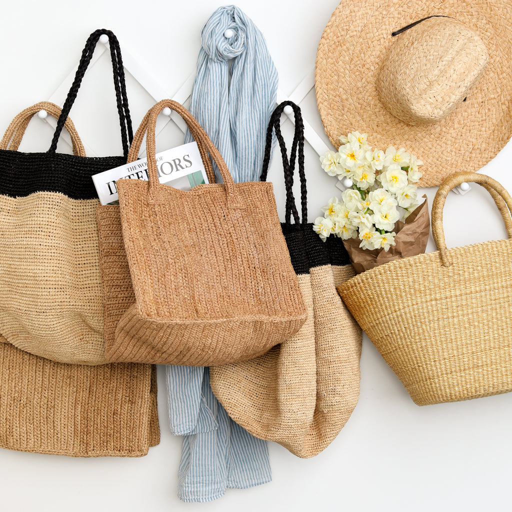 Madrague Black Single Stripe Woven Tote Bag - Hudson Grace
