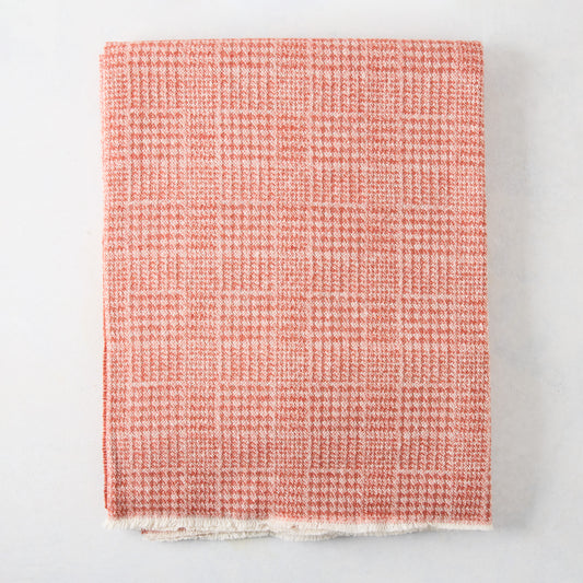 Mandarin orange Sutton Houndstooth throw blanket, 51"x67", cotton-acrylic blend, raw edge.