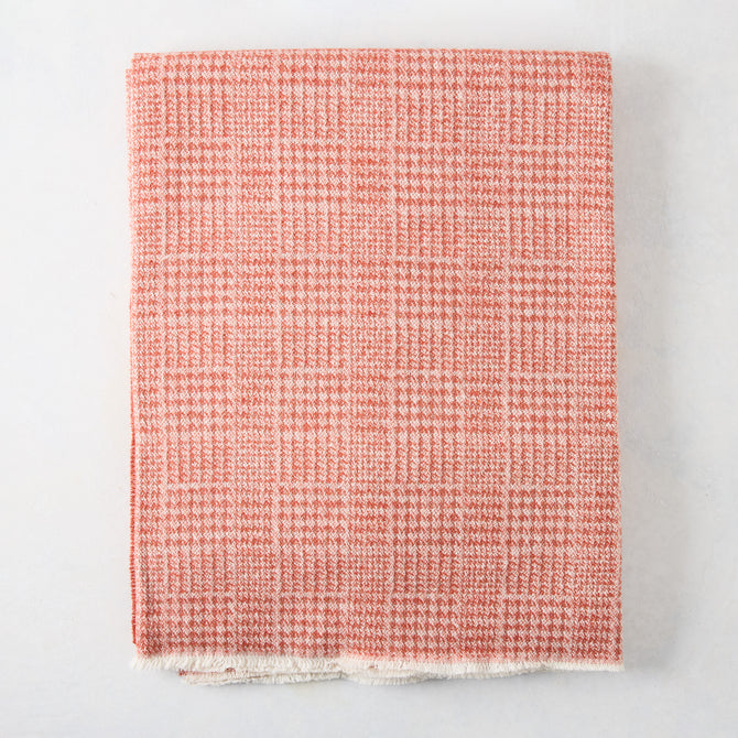 Mandarin orange Sutton Houndstooth throw blanket, 51"x67", cotton-acrylic blend, raw edge.