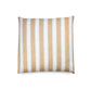 Maora Stripe Linen Pillow Sham with vertical tan, white, and light blue stripes.