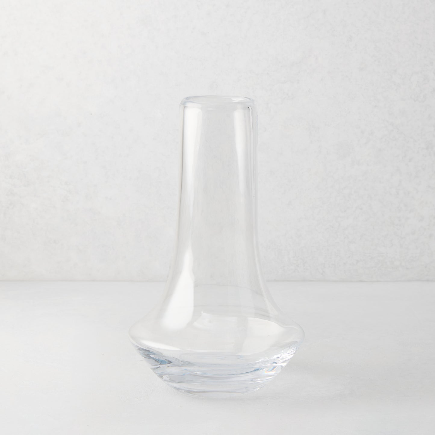 Marco Glass Vase, clear mouth-blown glass, 11"H, modern sculptural design.