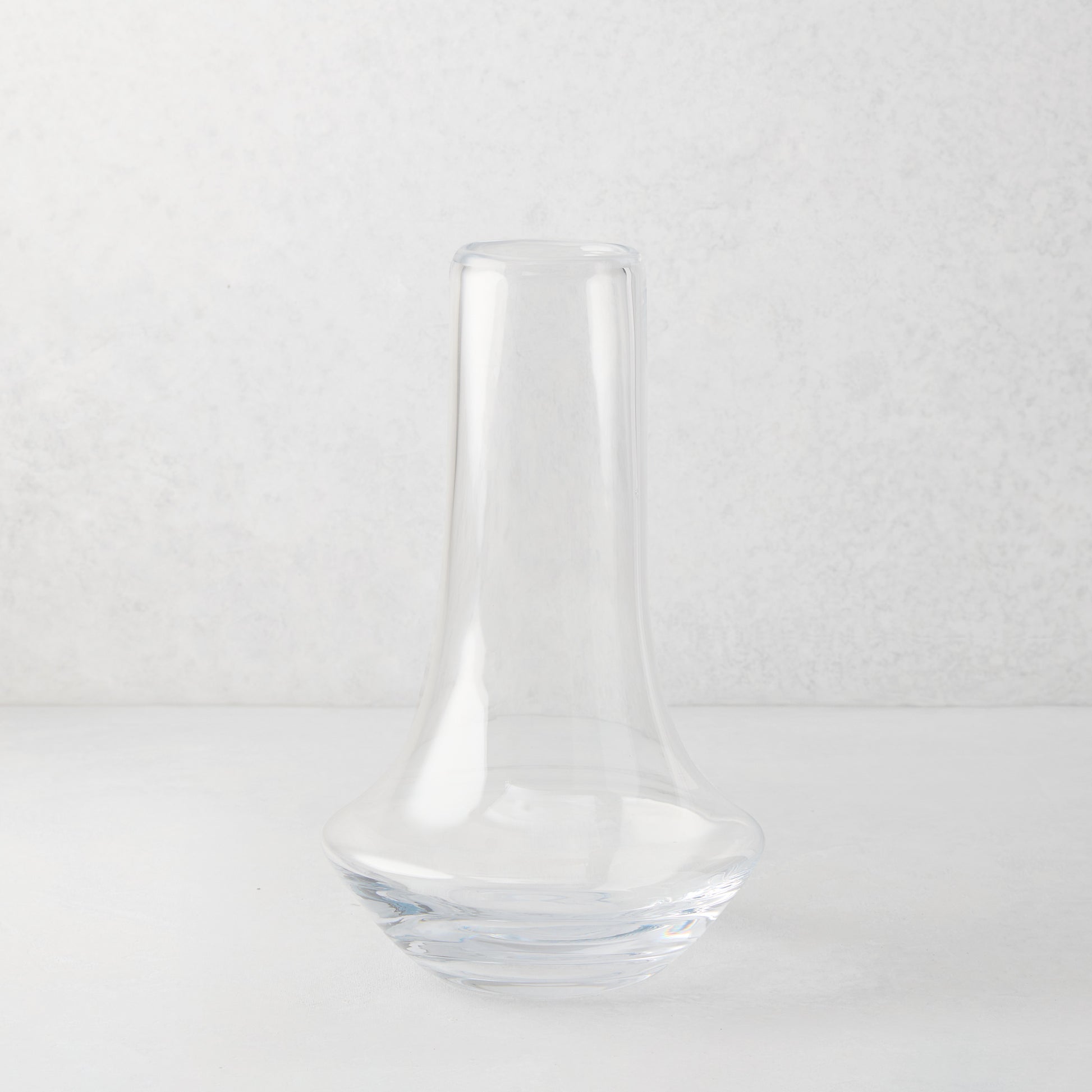 Marco Glass Vase, clear mouth-blown glass, 11"H, modern sculptural design.