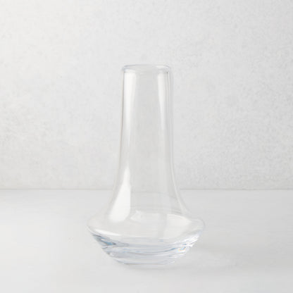 Marco Glass Vase, clear mouth-blown glass, 11"H, modern sculptural design.