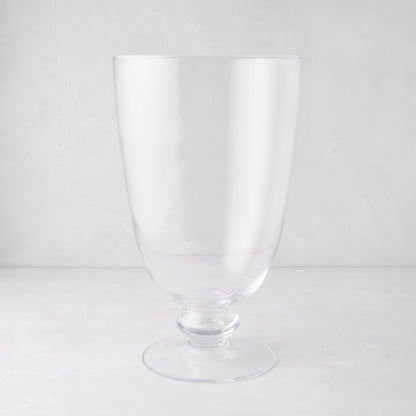 Mayfair Medium Glass Hurricane, clear, 18"H, with a decorative base.