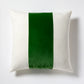 22" square Meadow Green velvet and cream linen stripe pillow.