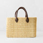 Medium Leather-Handled Woven Tote Bag