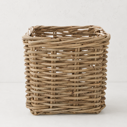 Medium Square Woven Wood Planter Basket