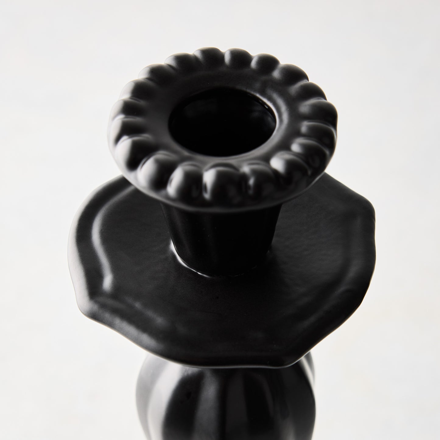 Medium Tosca Matte Black Ceramic Candlestick
