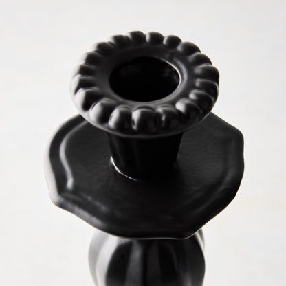 Medium Tosca Matte Black Ceramic Candlestick