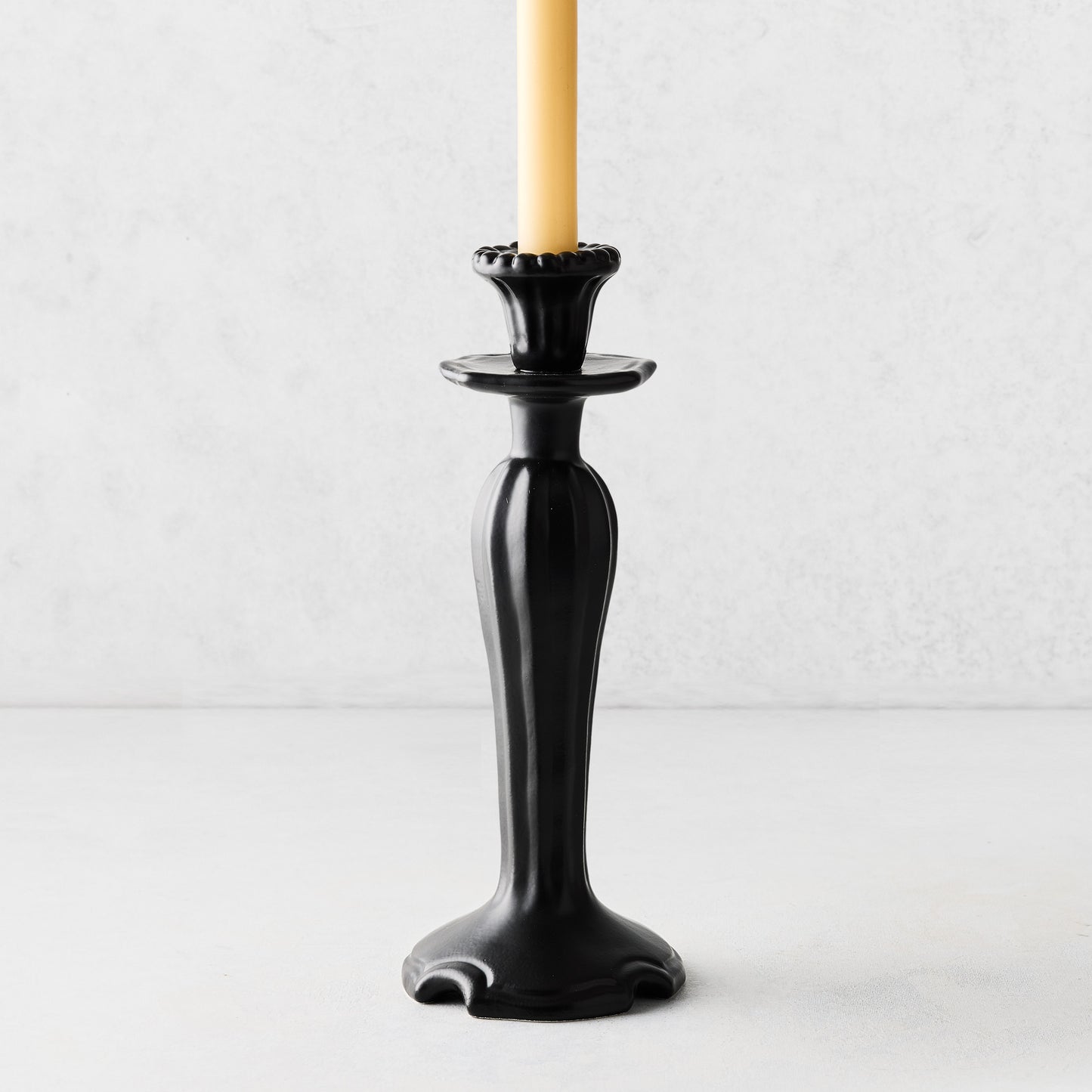Medium Tosca Matte Black Ceramic Candlestick