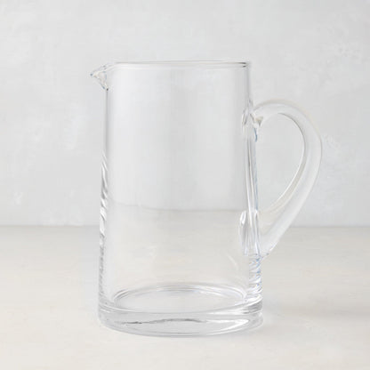 Midtown Tapered Glass Pitcher, clear, sleek design, with a handle and pour spout.