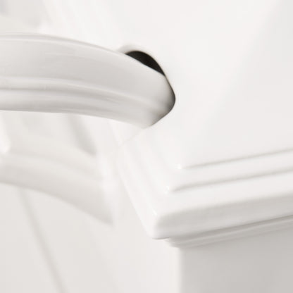 Close-up of a white ceramic Milano soup tureen handle with a classic, elegant design.