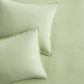 Set of two mint green European washed linen euro shams with a soft, textured finish and flange border detail.