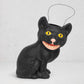 Hudson Grace black papier-mache cat Halloween candy bucket with a vintage distressed finish and wire handle.